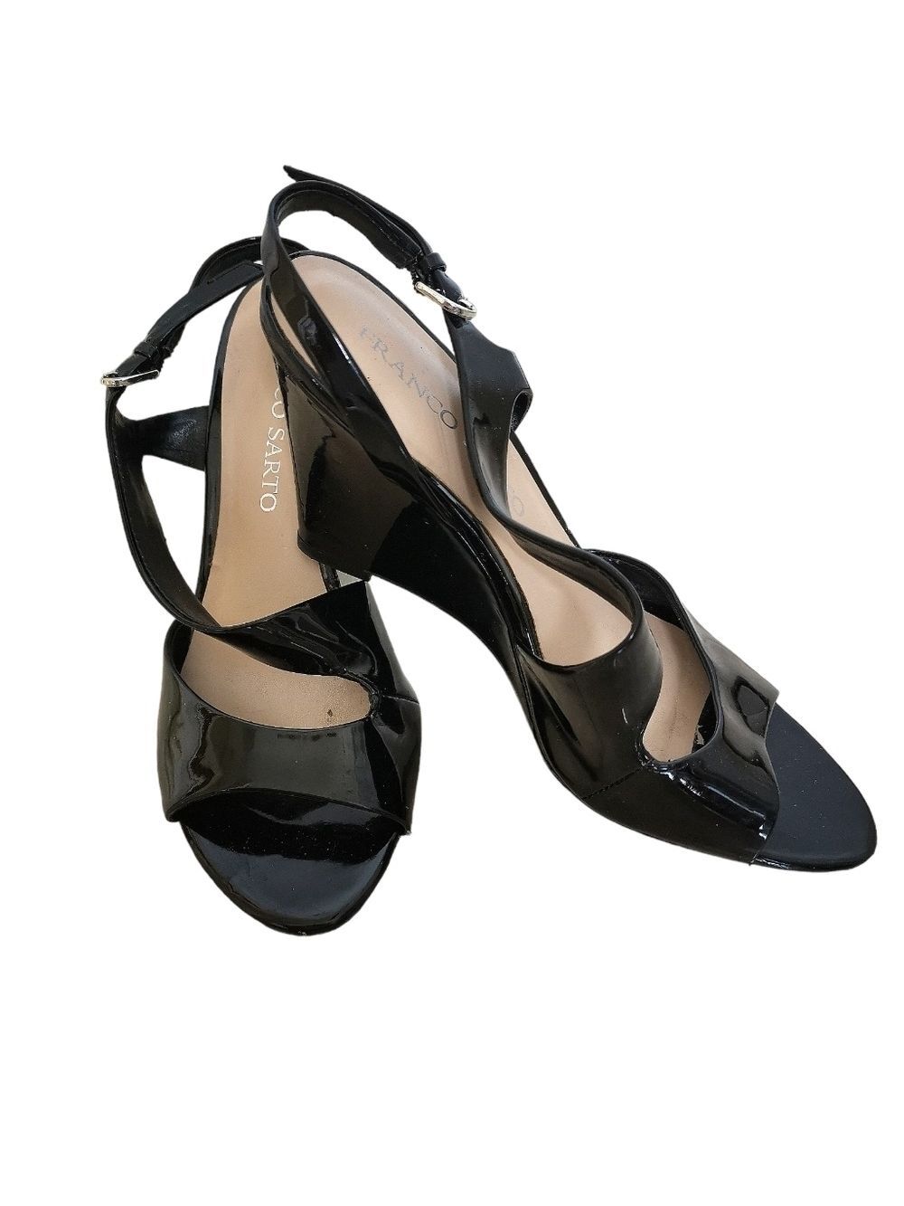 Franco Sarto shoes  black patent wedge heel sandals